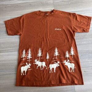Vintage Alaska Shirt Med Burnt Orange Moose Trees Alstyle Apparel‎ & Activewear